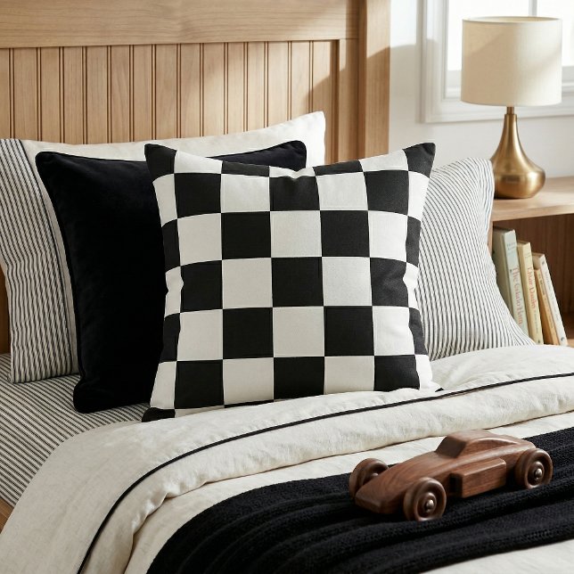 Black and White Checkerboard Throw Pillow (Creator Uploaded)