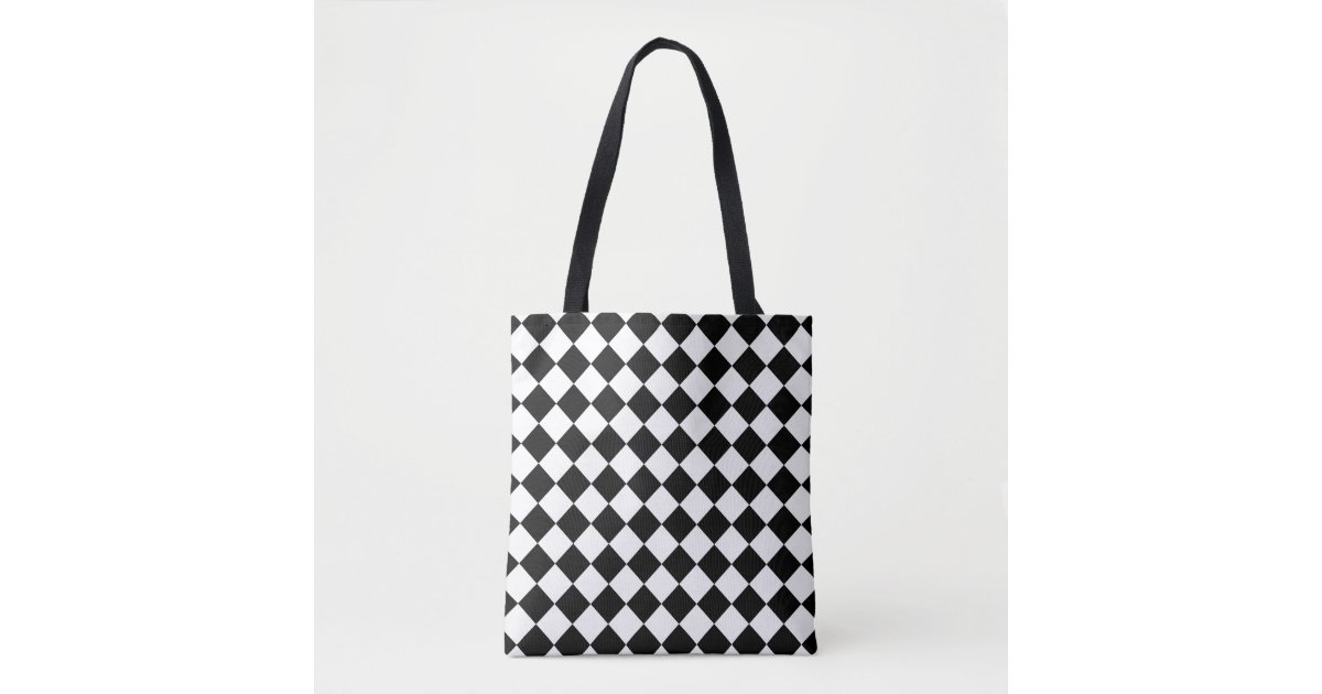 Black and White Checkerboard Tote Bag | 0
