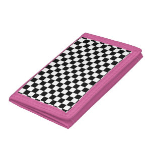 Black and White Checkerboard Tri-fold Wallet