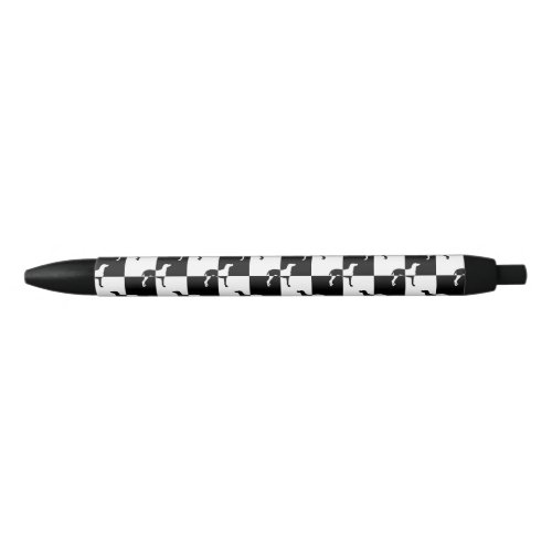 Black and White Checkerboard Weimaraner Black Ink Pen