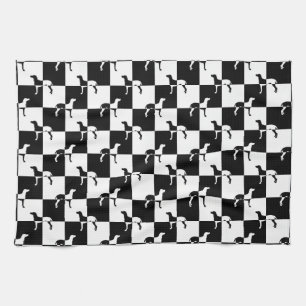 Black and White Checkerboard Weimaraner Towel