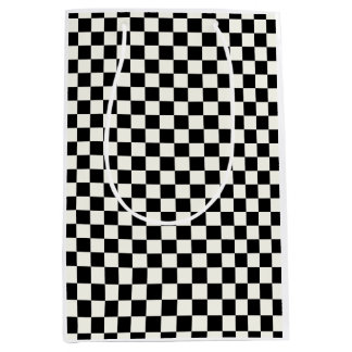 Black and White Checkerboard Wrapping Paper Medium Gift Bag
