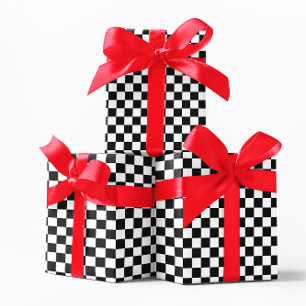 Black and White Checkerboard Wrapping Paper Sheets