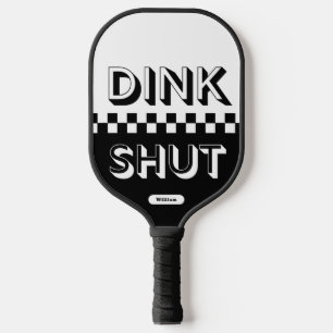 Black and White Checkered 3D Vintage Funny Pickleball Paddle