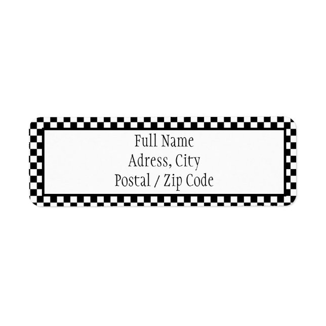 Black And White Checkered Address Label (Front)