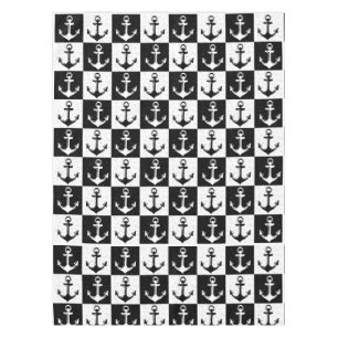 Black and White Checkered Anchor Tablecloth