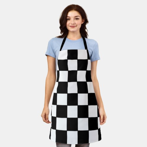 BLACK AND WHITE CHECKERED APRON