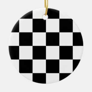 Black and White Checkered Auto Racing Flag Ceramic Ornament