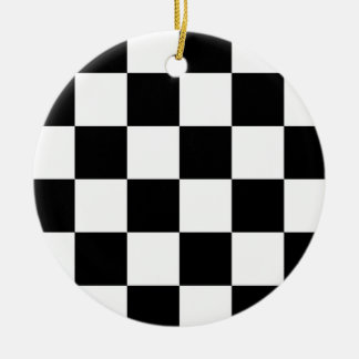 Black and White Checkered Auto Racing Flag Ceramic Ornament