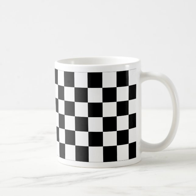 Black and White Checkered Auto Racing Flag Coffee Mug (Right)
