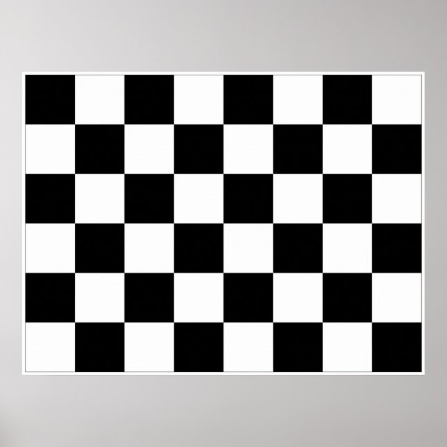 Black and White Checkered Auto Racing Flag Poster (Front)