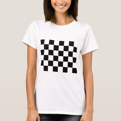 Black and White Checkered Auto Racing Flag T_Shirt