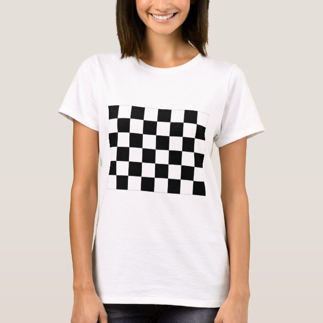 Black and White Checkered Auto Racing Flag T-Shirt (Front)