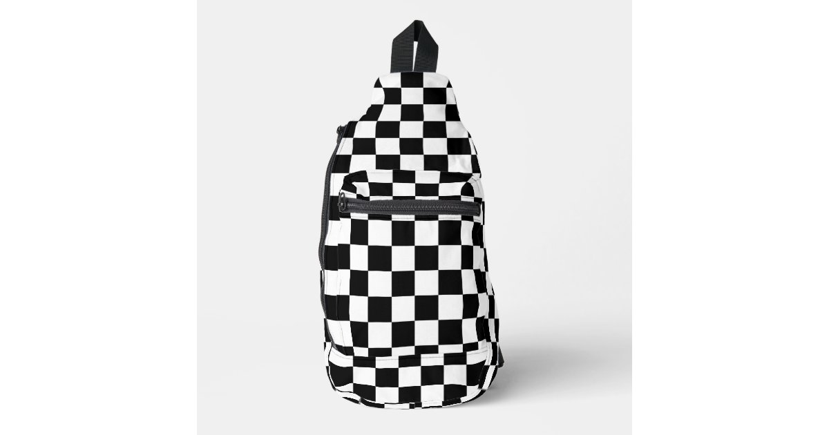 Black and White Checkered Backpack HAMbyWG Sling Bag | Zazzle