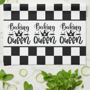 Black and White Checkered Baking Queen Kitchen Towel