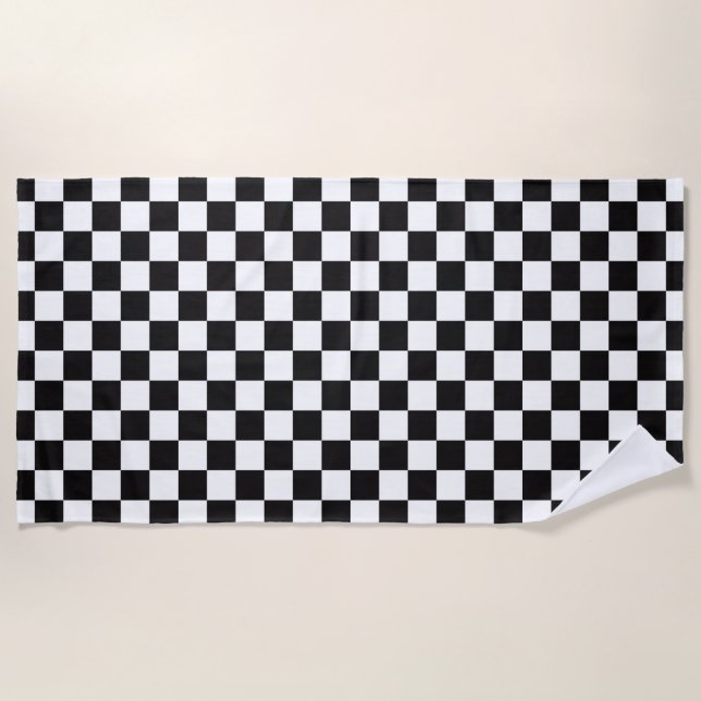 Black and White Checkered Beach Towel (Front)