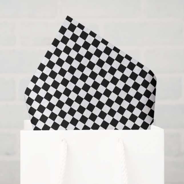 Black And White Checkered Board Pattern Tissue Paper (Gift Bag)
