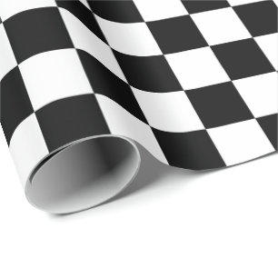 Black And White Checkered Board Pattern Wrapping Paper