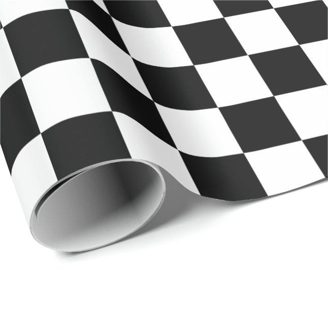 Black And White Checkered Board Pattern Wrapping Paper (Roll Corner)