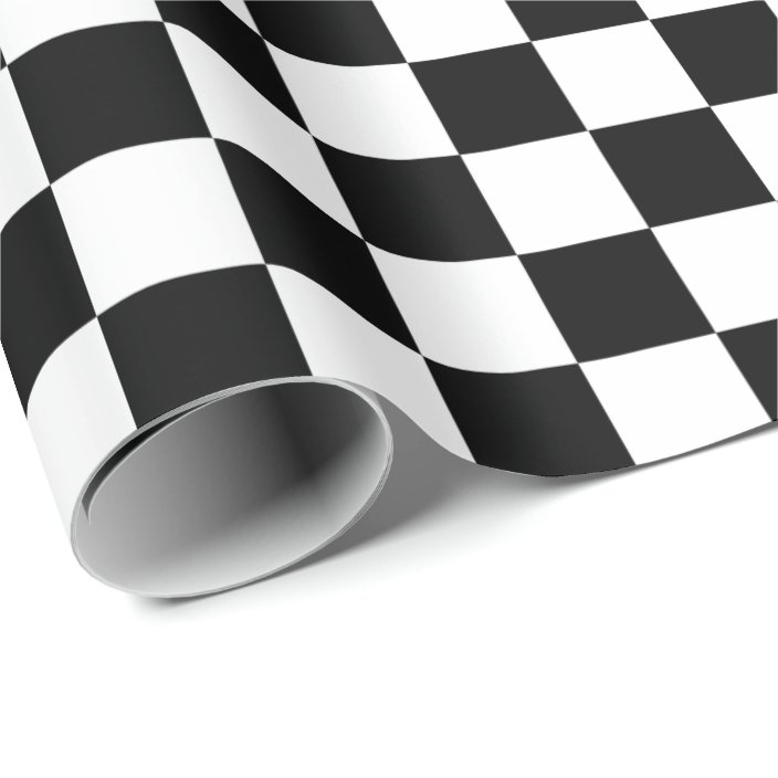 Black And White Checkered Board Pattern Wrapping Paper
