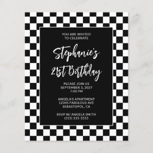 Black and White Checkered Bold 21st Birthday Flyer