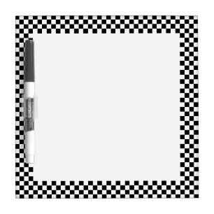 Black and White Checkered Border Dry Erase Board