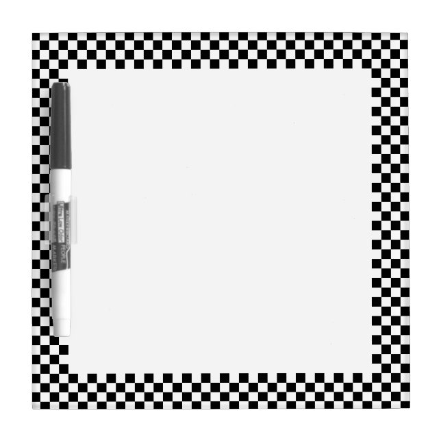 Black and White Checkered Border Dry Erase Board (Front)