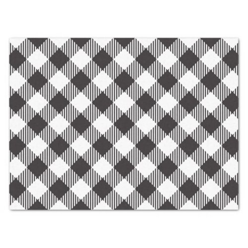 Black and White Checkered Buffalo Plaid Christmas Tissue Paper