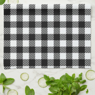 Black and White Checkered Buffalo Plaid Pattern  Kitchen Towel