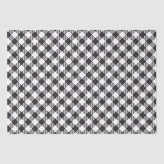 Black and White Checkered Buffalo Plaid Tissue Paper (Front)
