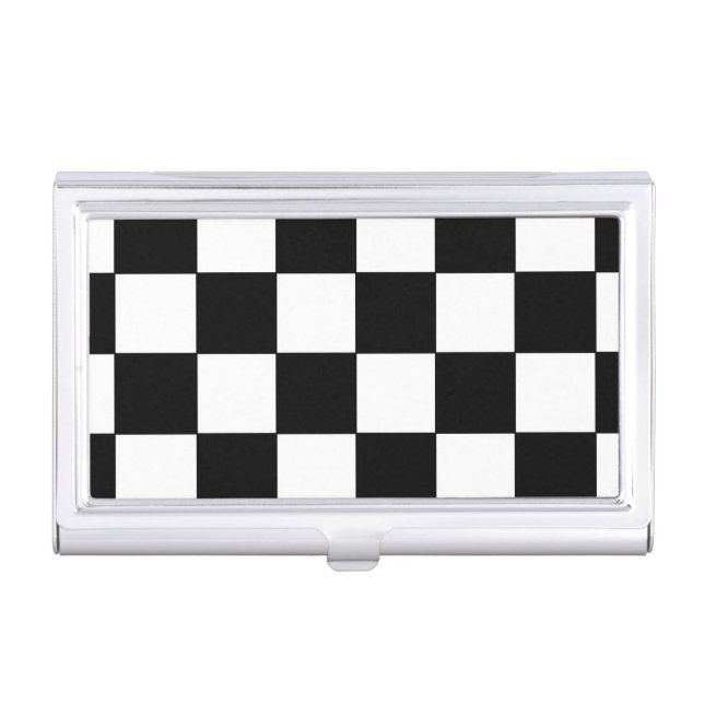 black and white checkered business card case (Front)