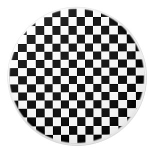 Black and White Checkered Ceramic Knob