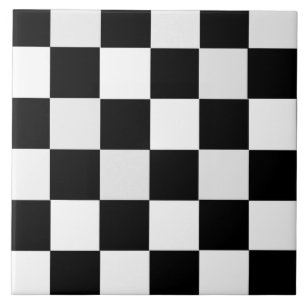 Black and White Checkered Ceramic Tile