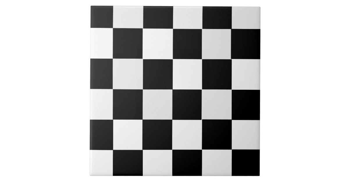 Black and White Checkered Ceramic Tile | Zazzle.com