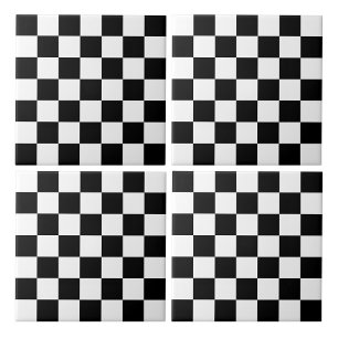 Black and White Checkered Ceramic Tile