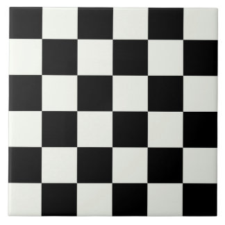 Black and White Checkered Check Pattern Ceramic Ti Tile