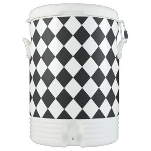 Black And White Checkered Checkerboard Flag Style Beverage Cooler