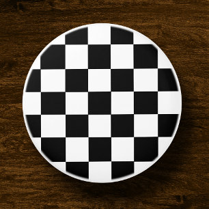 Black And White Checkered Checkerboard Pattern Ceramic Knob