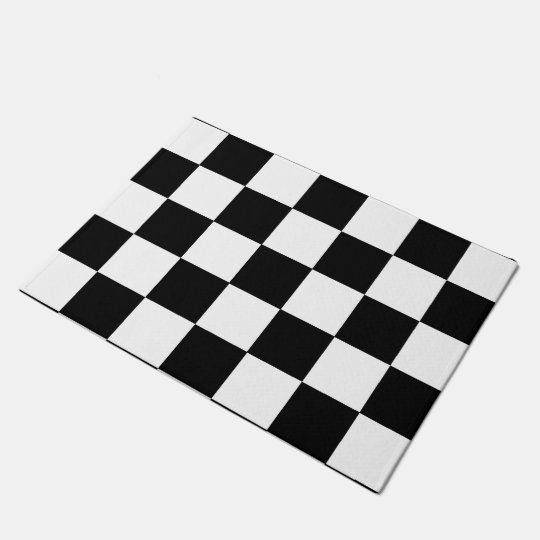 Black And White Checkered Checkerboard Pattern Doormat