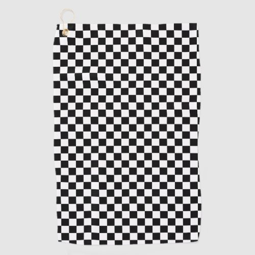 Black and White Checkered checkerboard pattern Golf Towel