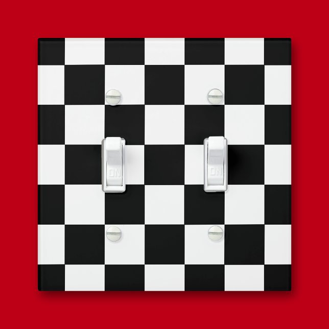 Black And White Checkered Checkerboard Pattern Light Switch Cover (Creator Uploaded)