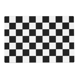 Black And White Checkered Checkerboard Pattern Placemat