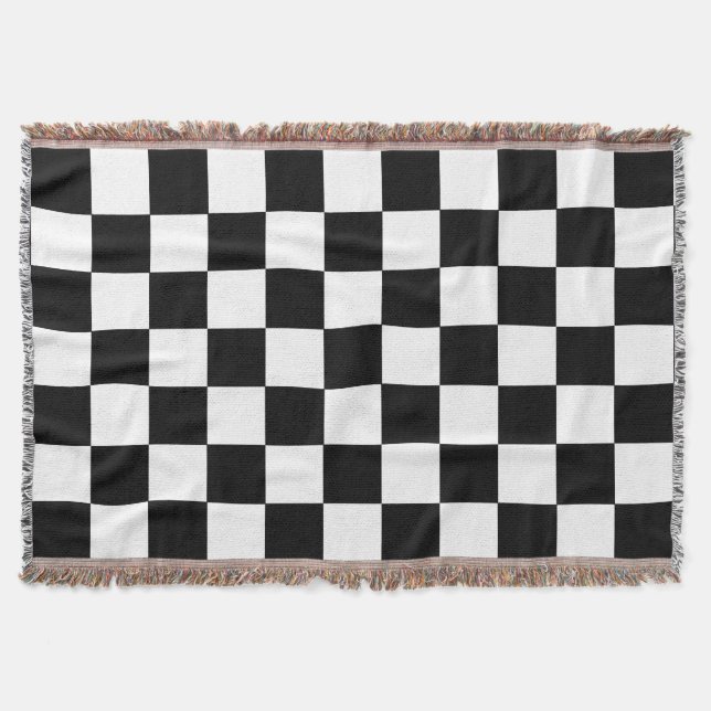 Black And White Checkered Checkerboard Pattern Throw Blanket (Front)