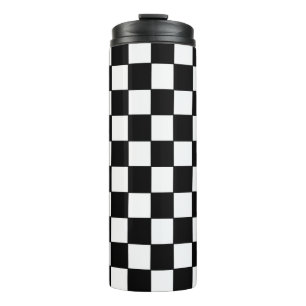 Black and White Checkered Classic Pattern Thermal Tumbler