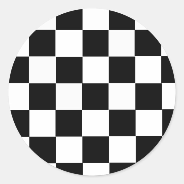 Black and White Checkered Classic Round Sticker (Front)