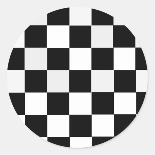 Black and White Checkered Classic Round Sticker