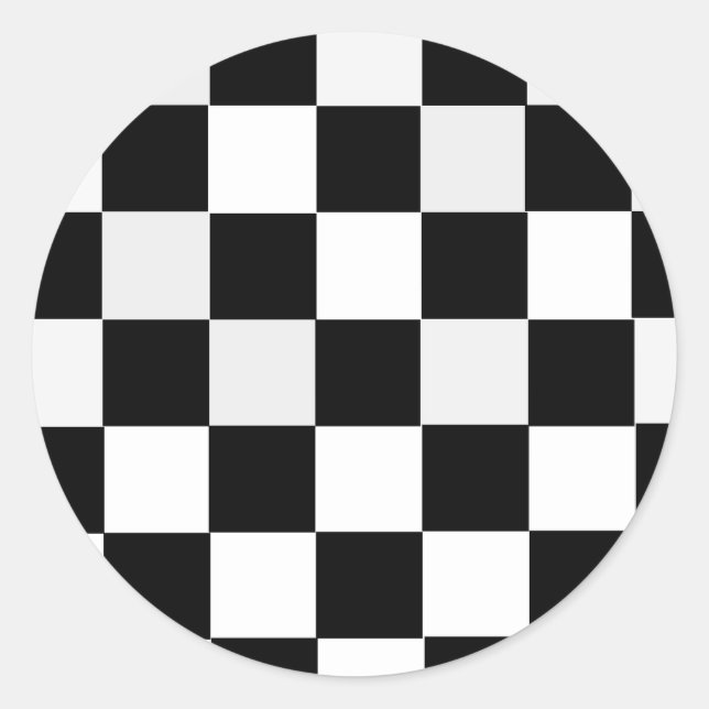 Black and White Checkered Classic Round Sticker (Front)