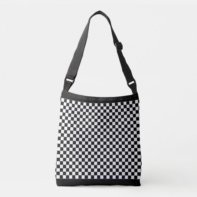 Black and White Checkered Crossbody Bag (Front)