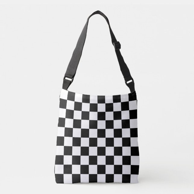 Black and White Checkered Crossbody Bag (Front)