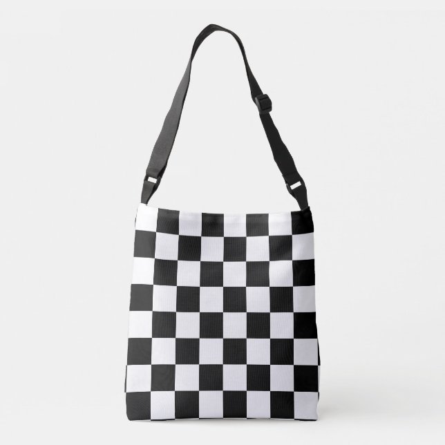 Black and White Checkered Crossbody Bag (Back)
